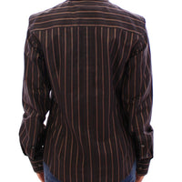 Black Striped Cotton Button Down Shirt