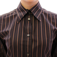 Black Striped Cotton Button Down Shirt