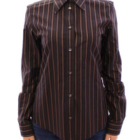 Black Striped Cotton Button Down Shirt