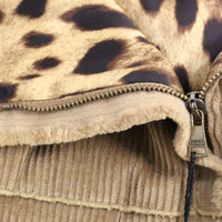 Beige Leopard Corduroy Long Skirt