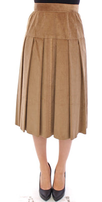 Beige Leopard Corduroy Long Skirt