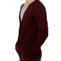 Bordeaux zipper cardigan sweater