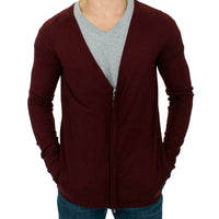 Bordeaux zipper cardigan sweater