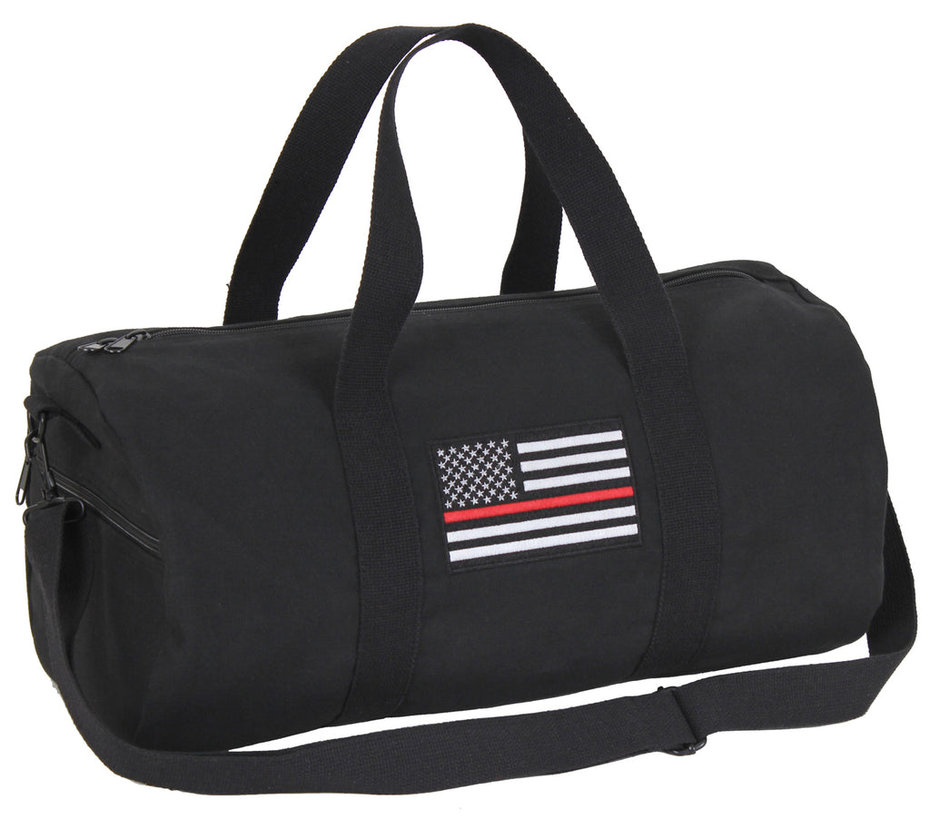 Thin Red Line Canvas Shoulder Duffle Bag - 19 Inch