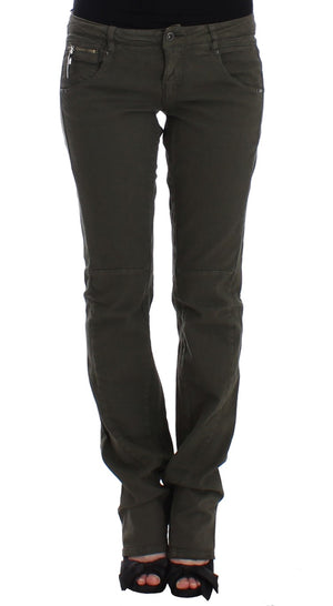 Green slim leg jeans