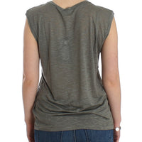 Gray print sleeveless t-shirt