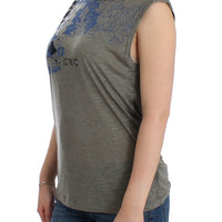 Gray print sleeveless t-shirt