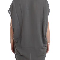 Gray V-neck long t-shirt