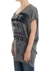 Gray V-neck long t-shirt