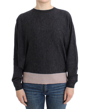 Gray knitted batwing sweater