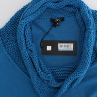 Blue knitted scoopneck sweater