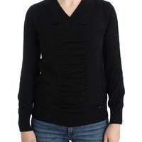 Black V-neck wool sweater