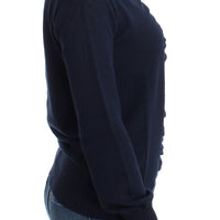 Dark blue V-neck wool sweater