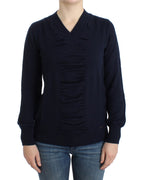 Dark blue V-neck wool sweater