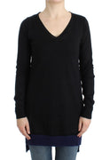 Black V-neck lightweight sweater