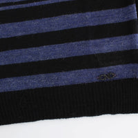 Black striped V-neck sweater