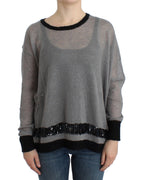 Gray embellished asymmetric sweater