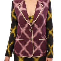 Purple checkered blazer jacket