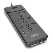 Tripp-Lite Surge Protector UP TLP128TTUSBB 12-Outlet Surge Protector 8ft Cord 2USB Ports Black
