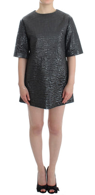 Silver metallic short sleeve dress