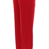 Red wool straight dress pants