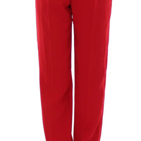 Red wool straight dress pants