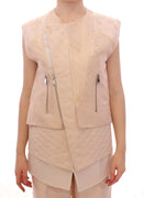 Beige brocade sleeveless jacket