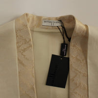 Beige brocade sleeveless jacket vest