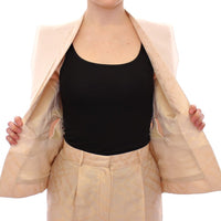 Beige brocade sleeveless jacket vest