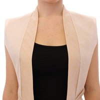 Beige brocade sleeveless jacket vest