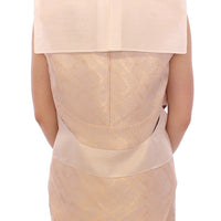 Beige brocade sleeveless jacket vest