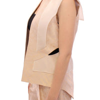 Beige brocade sleeveless jacket vest