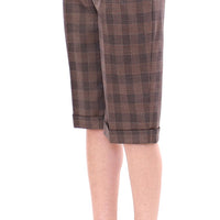 Brown checkered wool shorts pants