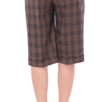 Brown checkered wool shorts pants