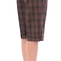 Brown checkered wool shorts pants