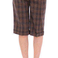 Brown checkered wool shorts pants