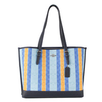 Striped Jacquard Canvas Fabric Mollie Shoulder Tote Handbag