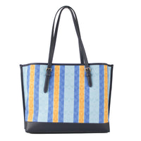 Striped Jacquard Canvas Fabric Mollie Shoulder Tote Handbag