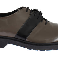 Gray Brown Leather Laceups Shoes