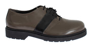 Gray Brown Leather Laceups Shoes