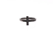 Black CZ Cross Rhodium 925 Ring