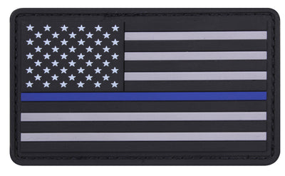 PVC Thin Blue Line Flag Patch - Hook Back