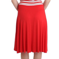 Red striped jersey A-line dress