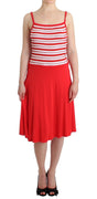 Red striped jersey A-line dress