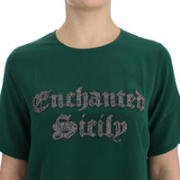 Green silk Enchanted Sicily t-shirt