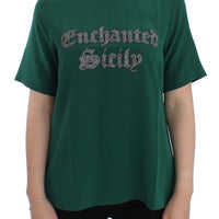 Green silk Enchanted Sicily t-shirt