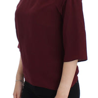 Red 3/4 sleeve silk blouse