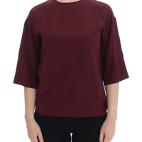 Red 3/4 sleeve silk blouse