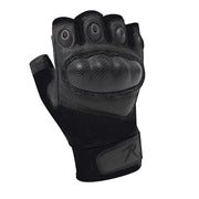 Fingerless Cut Resistant Carbon Hard Knuckle Gloves - Black