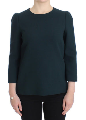 Green 3/4 sleeve wool blouse